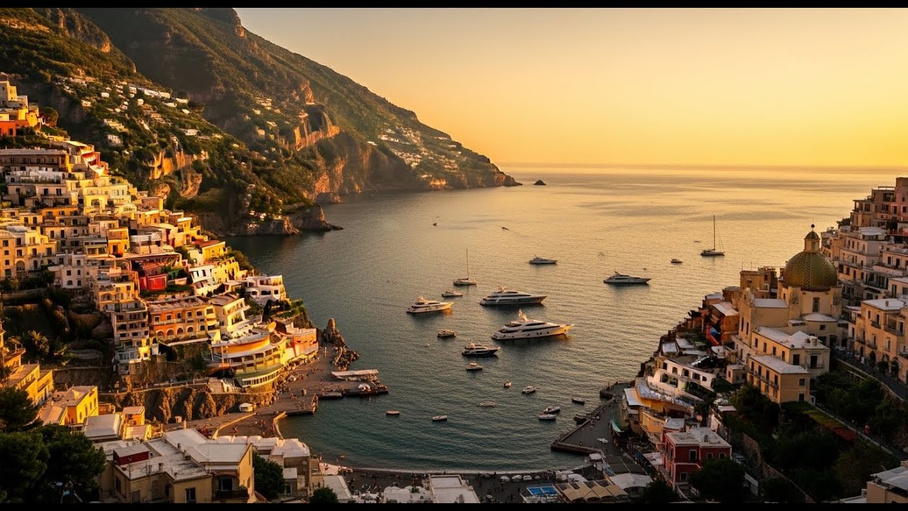 Coastal Italy Golden Sunset 🎶 Mediterranean Relaxation Music