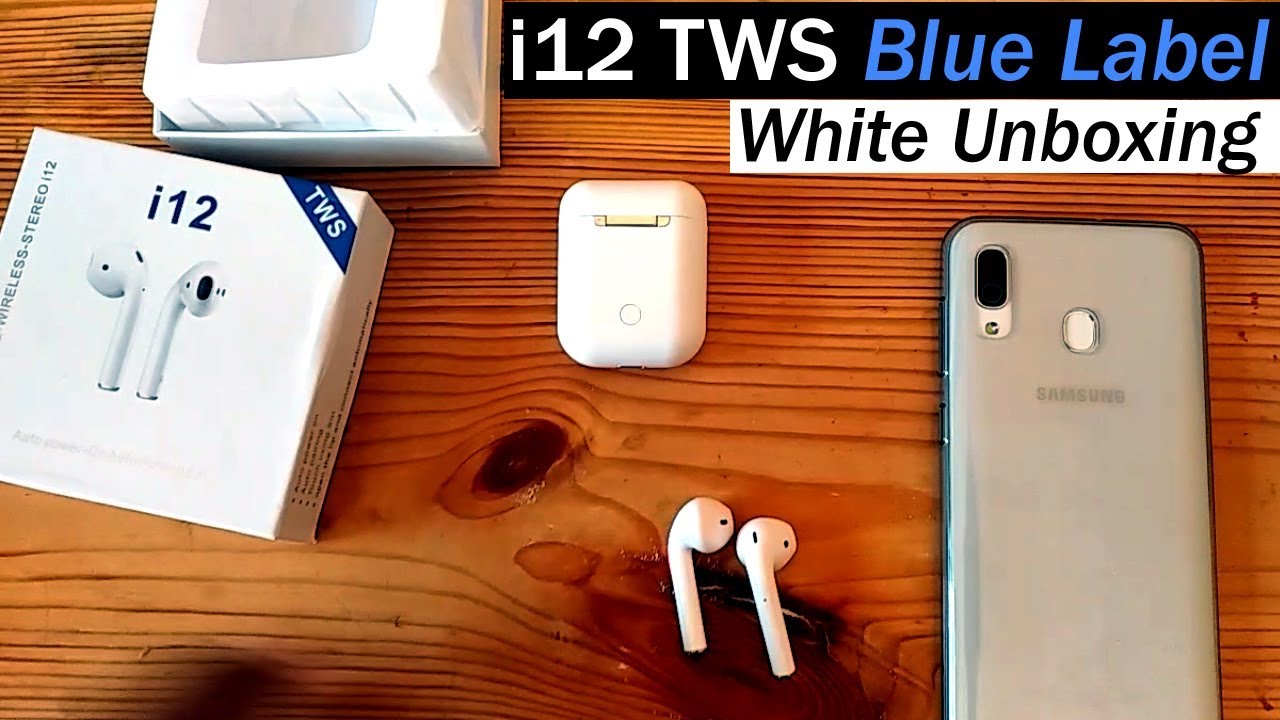 i12 TWS Blue Label White Airpods Wireless Bluetooth 5.0 Unboxing