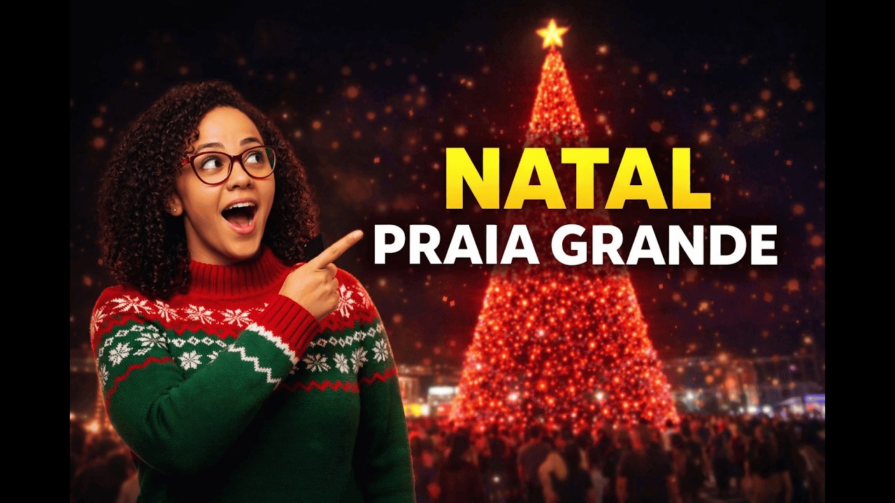 Natal em Praia Grande 2025 🎄 | Tour Noturno pelo Boqueirão e Orla da Praia em 4K #natal2025