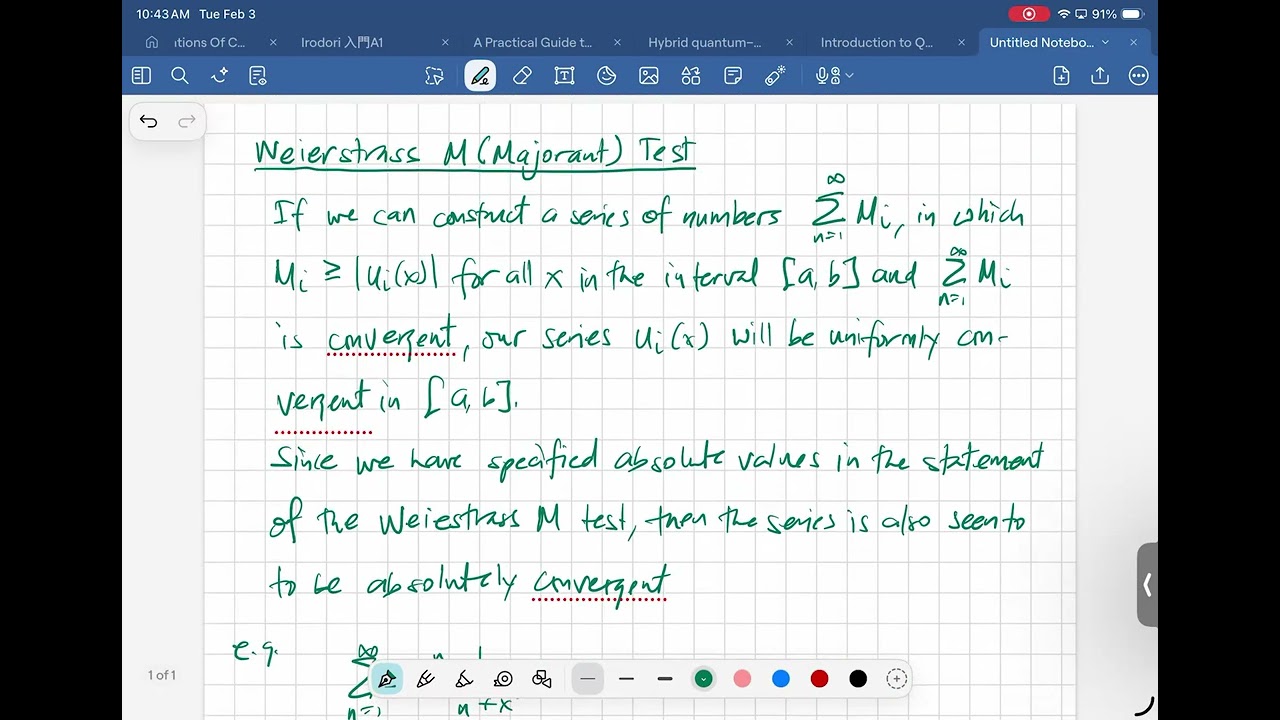 Physics 121 - Absolute and Uniform Convergence and the Taylor Series
