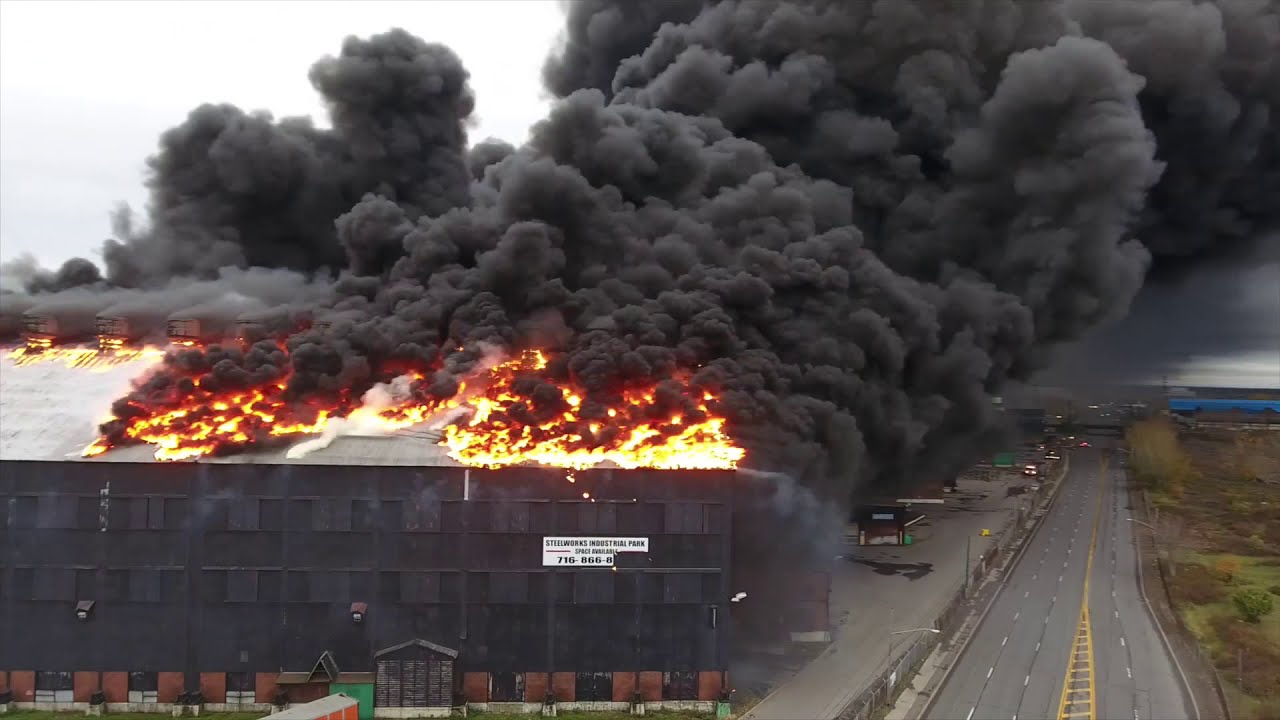 Bethlehem steel plant burns down in Lackawanna.