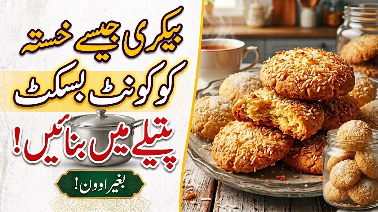 Coconut Biscuit Recipe Without Oven | Homemade Cookies Recipe by Cooking Bites Food Secrets