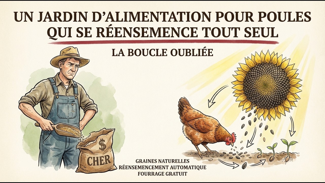 Un jardin de nourriture pour poules qui se ressème tout seul — la boucle oubliée