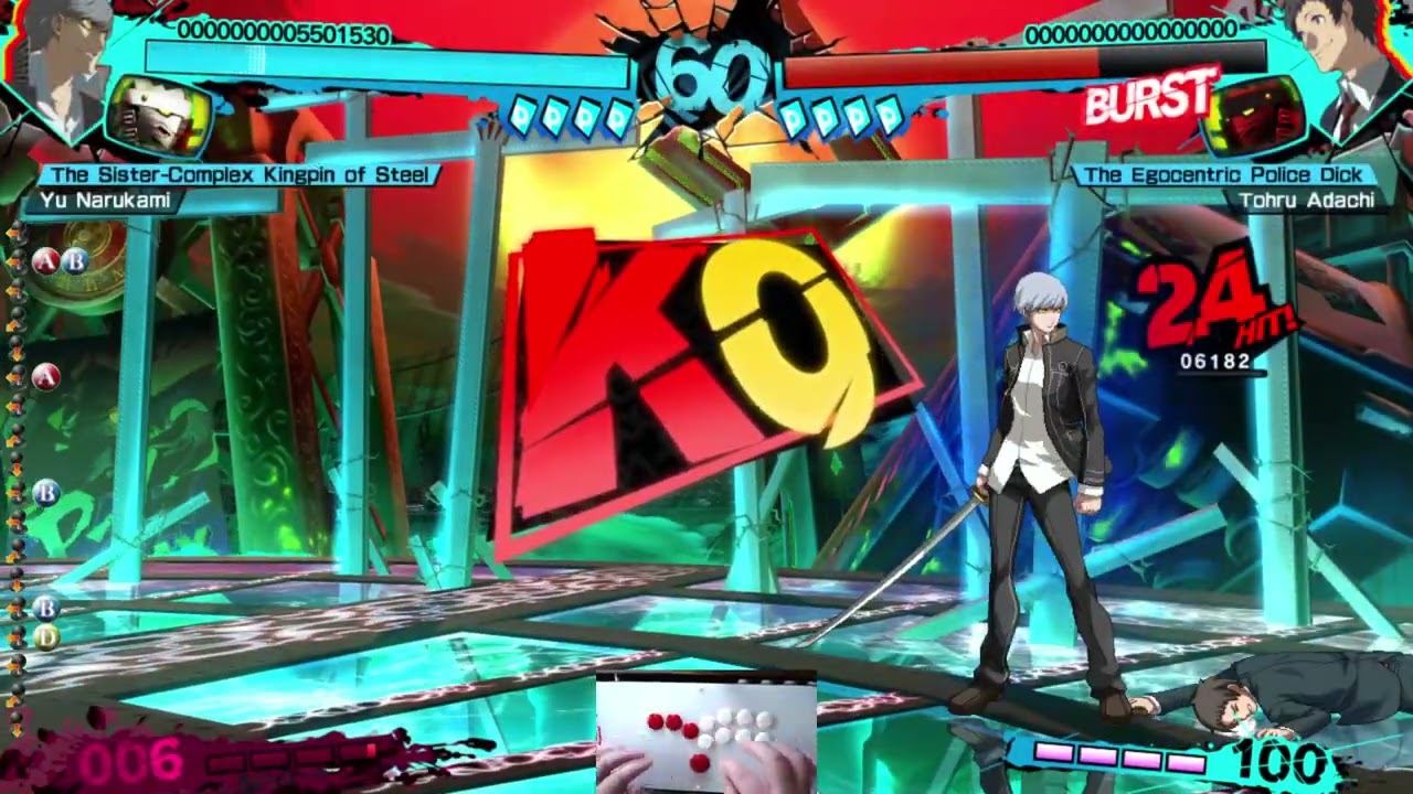 Shadow Narukami Combos w/ Input History & Handcam - Persona 4 Arena Ultimax (Ver. 1.1)
