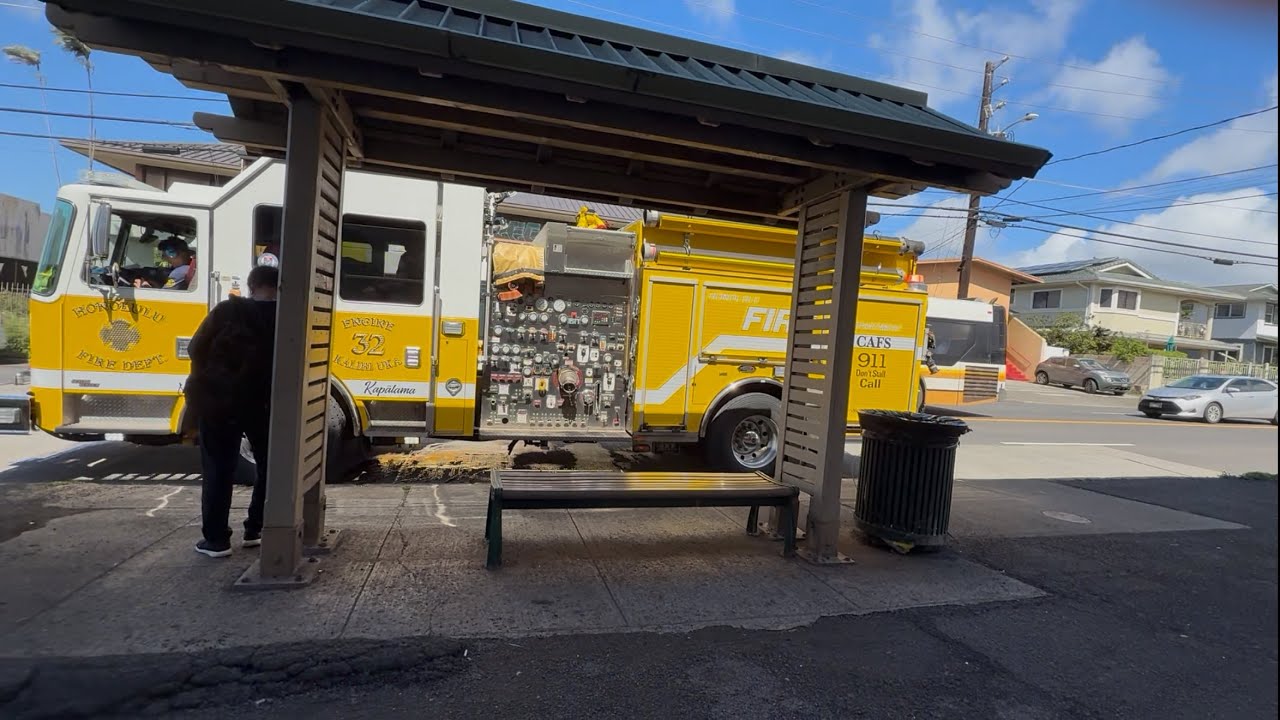 Honolulu EMS And Engine 32 Kalihi Uka Fire Department On Scene From A Injured Person