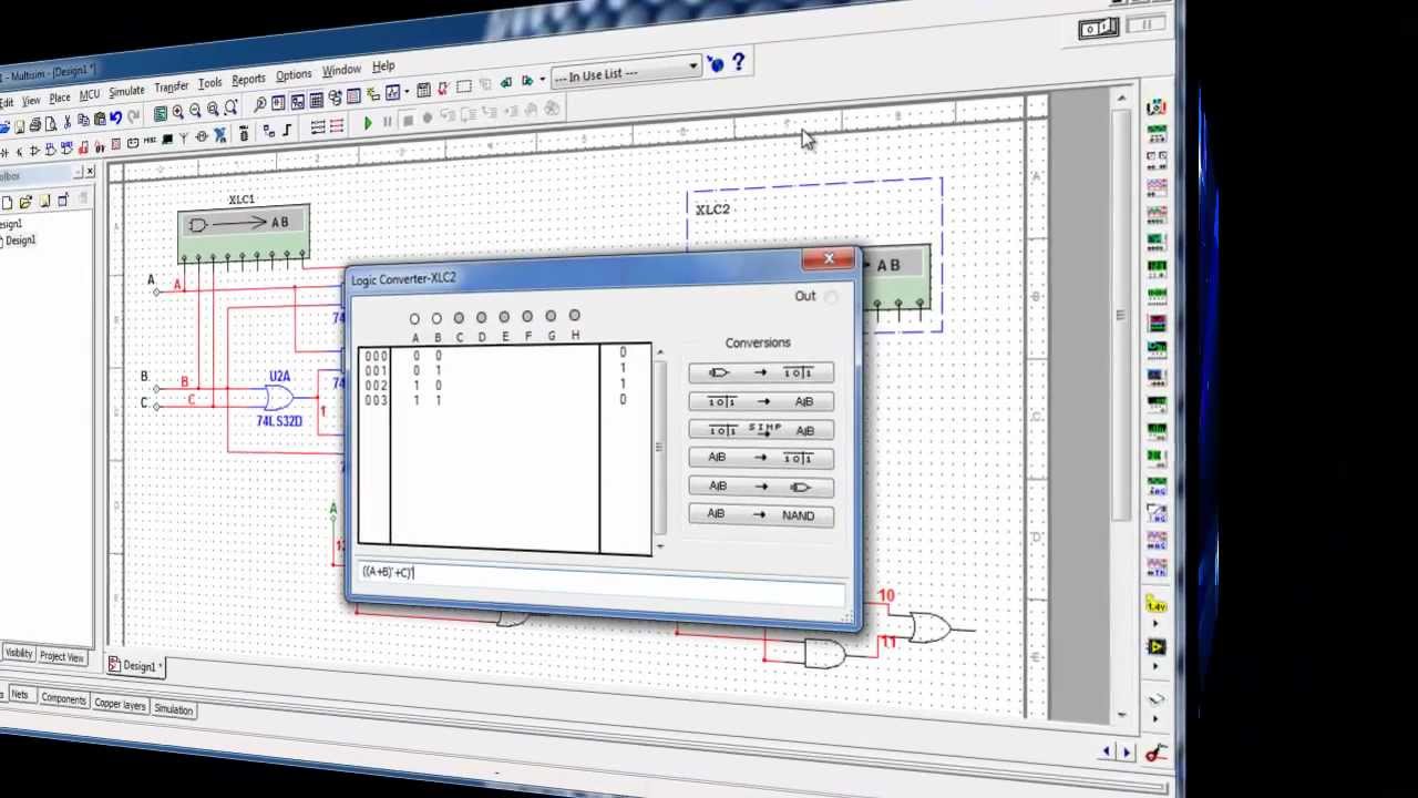 Цифровой логический преобразователь MultiSim