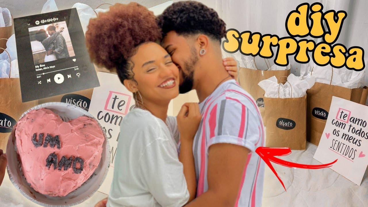 FIZ UMA SURPRESA PRO MEU NAMORADO // diy presente dos 5 sentidos! 🥺💖
