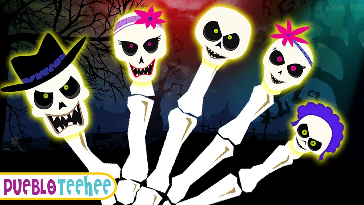💀Familia de dedos esqueletos💀 | Canción de Halloween para niños | Pueblo Teehee