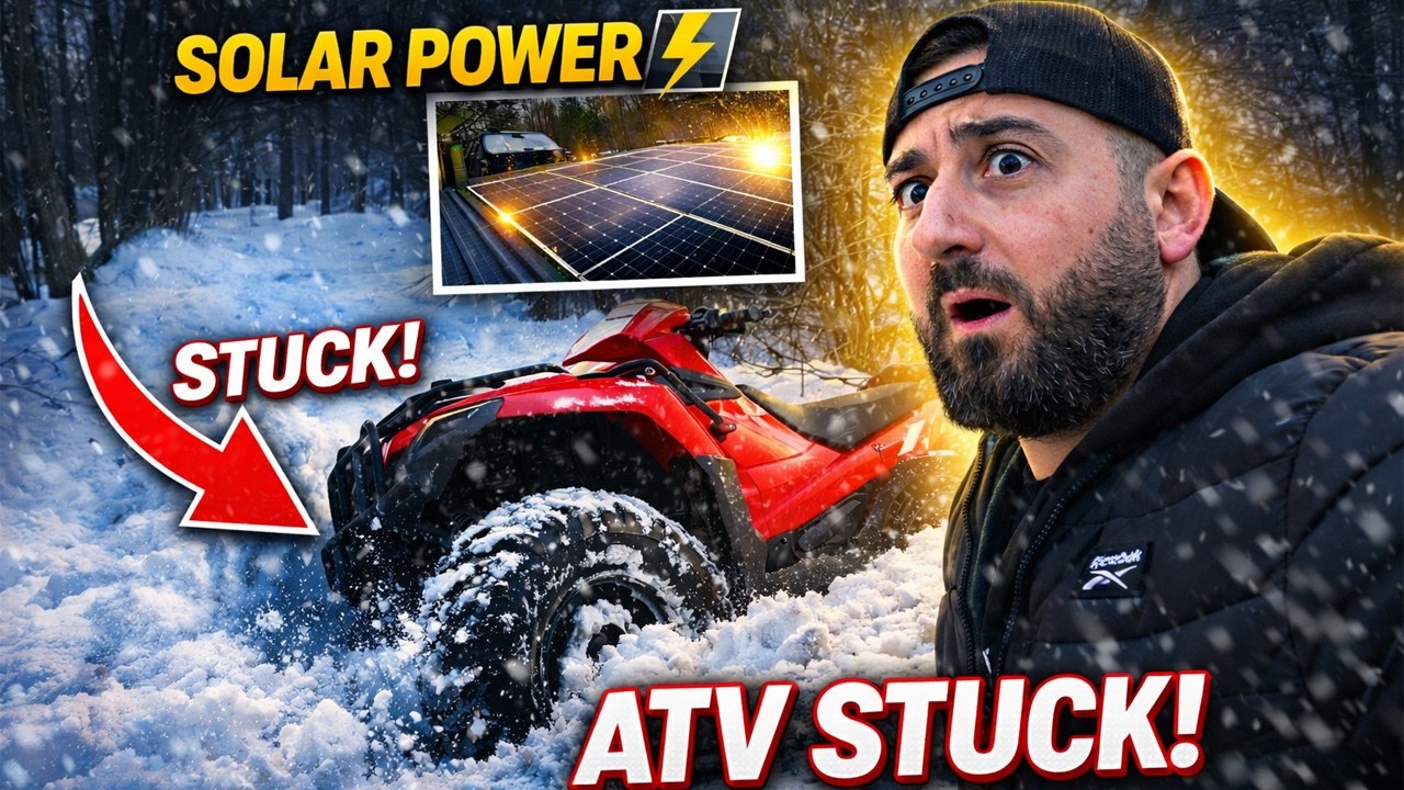 SOLAR POWER AT THE CABIN +  ATV STUCK IN DEEP SNOW IN MY FOREST!