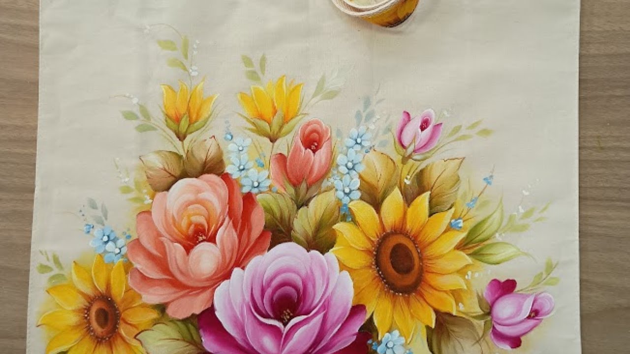 Como Pintar Ecobag com Girassóis e Rosa- Clube Pintando Sonhos-  LIVE 34