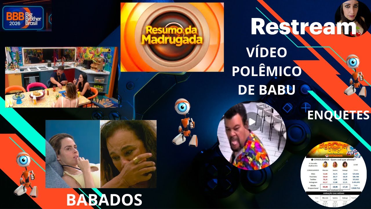 BBB26- VÍDEO POLÊMICO DE BABU/ RESUMO DA MADRUGADA/ BABADOS/ ENQUETES