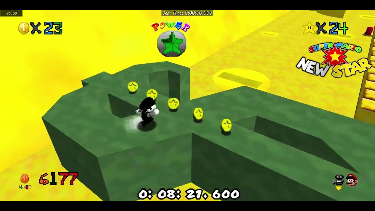 Super Mario New Star - 132 Star Speedrun in 1:02:59 (i think, CoopDX)