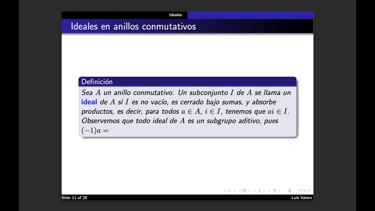 Ideales en anillos conmutativos