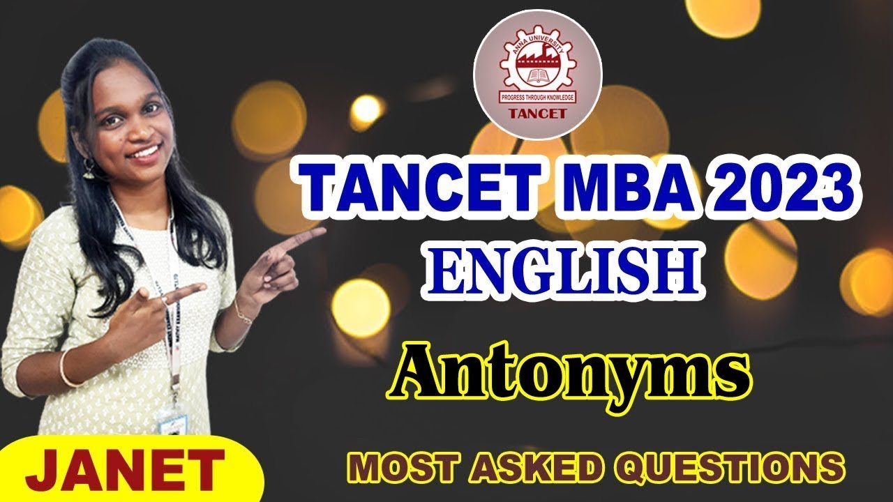 TANCET MBA 2023 | General English : Antonyms | Tancet Exams