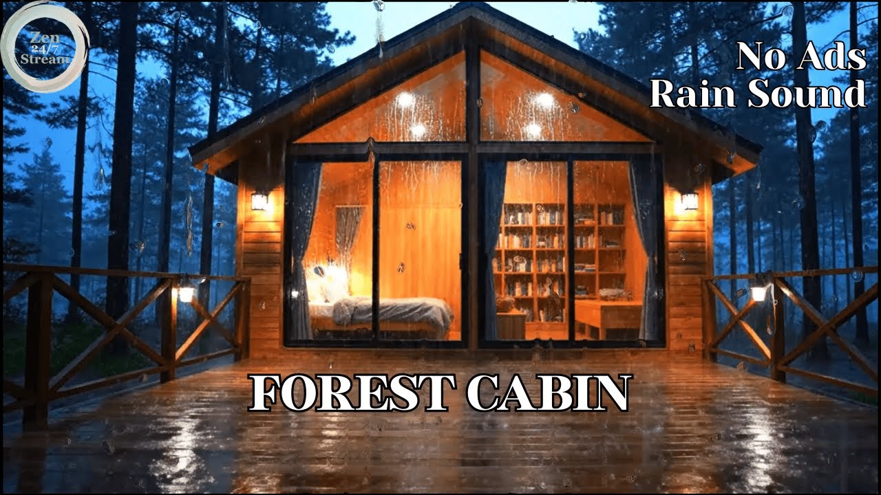 NO ADS Cozy Forest Cabin Rain & Distant Thunder | Sleep, Study, Relax. #sleepaid #rainsound