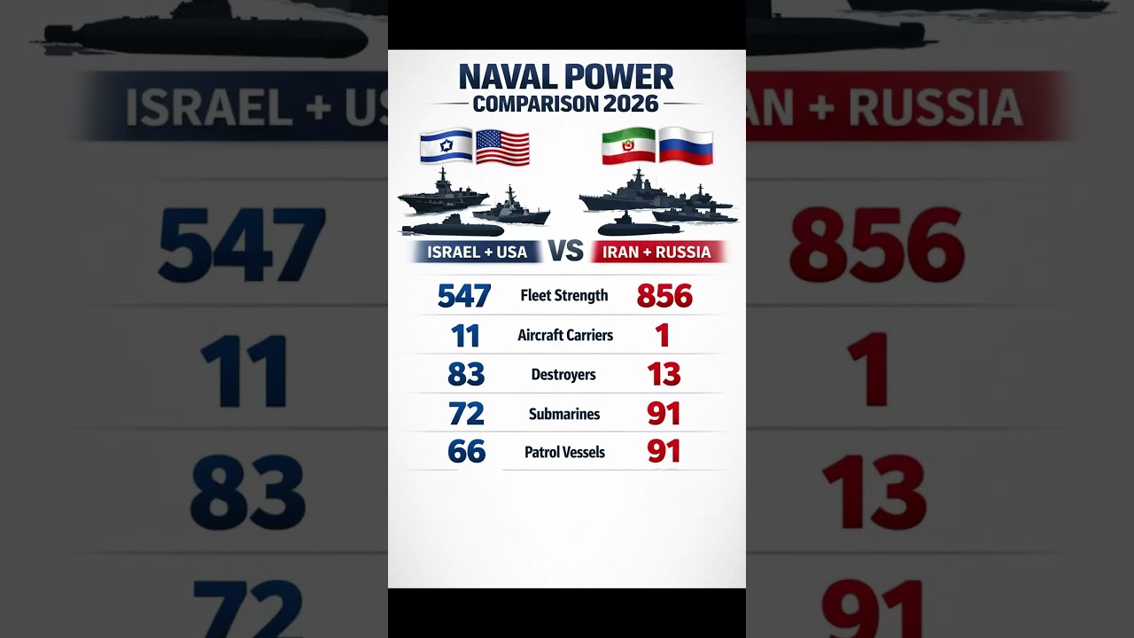 USA & Israel vs Russia & Iran Naval Power 2026 🚢⚔️ #military #navy #geopolitics #shorts