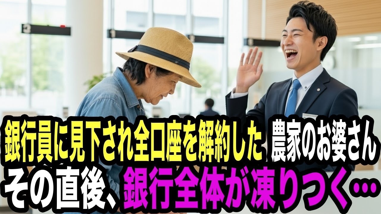 「農業なんて底辺だろ」銀行窓口で見下され解約を勧められた農家のお婆さん。その直後、銀行全体が凍りつく…