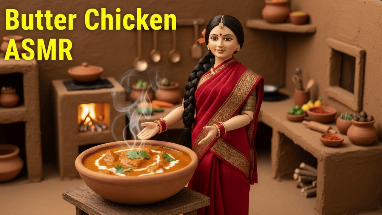 Miniature Doll Butter Chicken ASMR | Tiny Village Kitchen Cooking