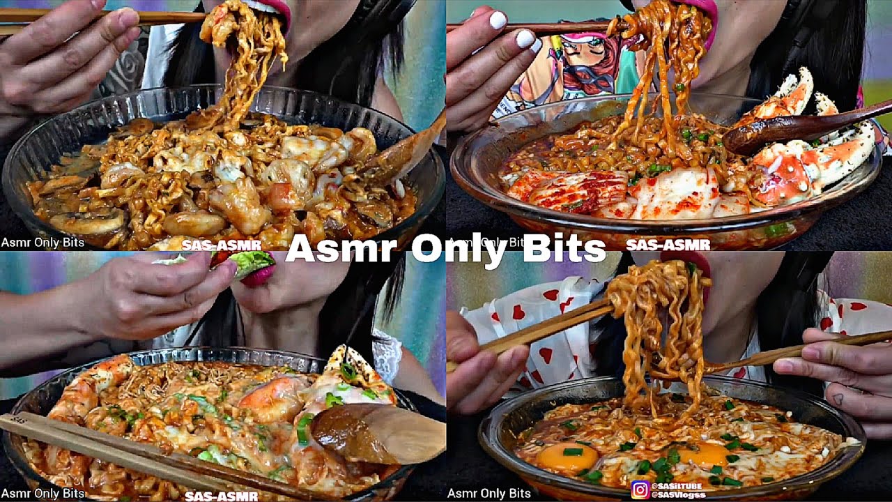 ASMR SAS ASMR cheesey NOODLES Compilation///no talking///Bites only////asmr Mukbang//asmr food