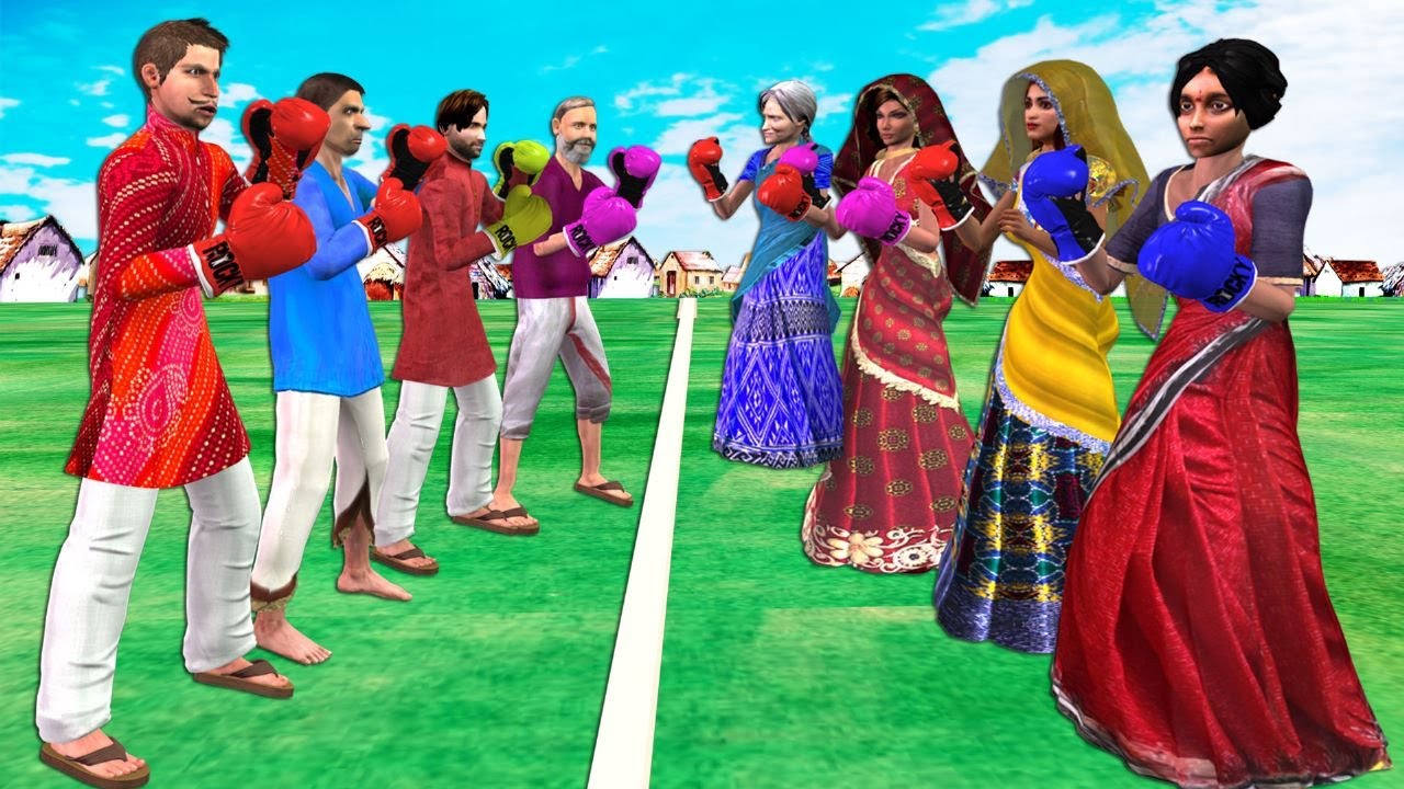 Mens Vs Womens Boxing Game Challenge Hindi Kahaniya | Moral Stories New Comedy Video Bedtime Stories