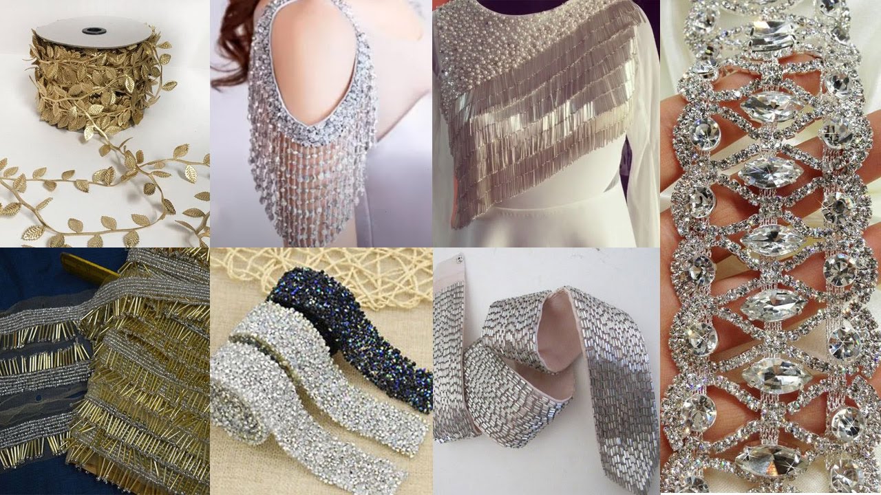 Trending Laces & Trims Designs & Ideas Dress Designing Stone And Pearls Lace Fashion Trends