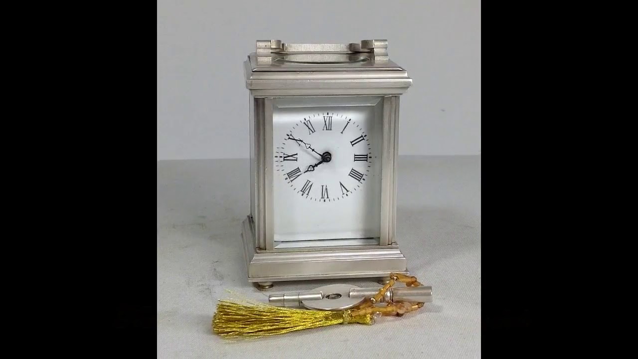French Silvered Miniature Carriage Clock