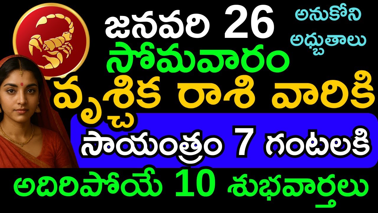 వృశ్చిక రాశి దినఫలం జనవరి 26 సోమవారం | Vrushchika Rasi Today Horoscope | Money Career Health