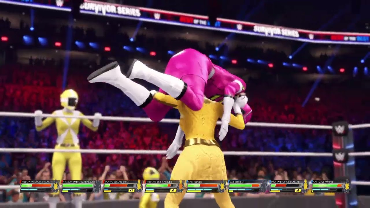 Team Yellow vs. Team Pink in the Elimination Tag Team Match