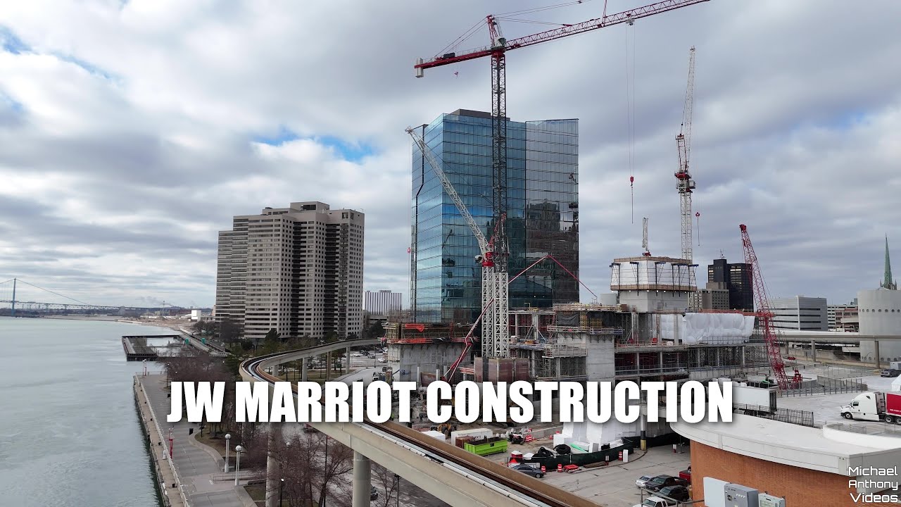 JW Marriot Hotel Construction | Downtown Detroit, Michigan [4K]