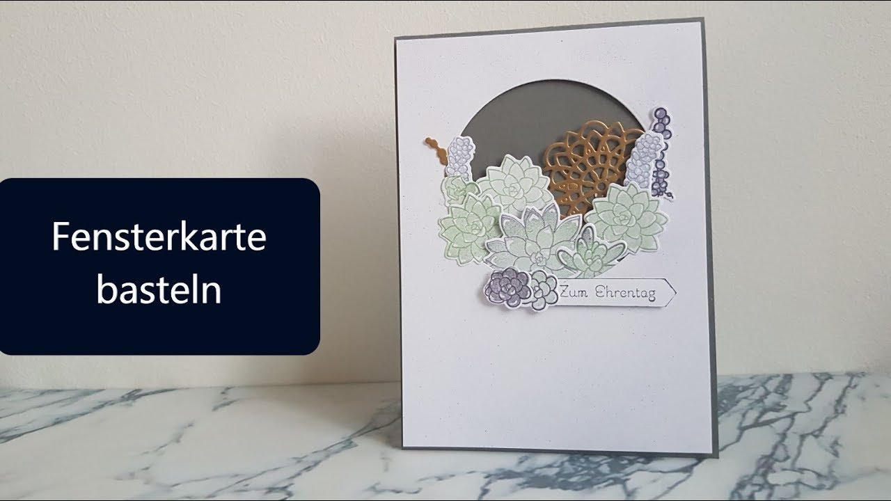 Fensterkarte basteln I Blumen 2-farbig stempeln I Geburtstagskarte basteln
