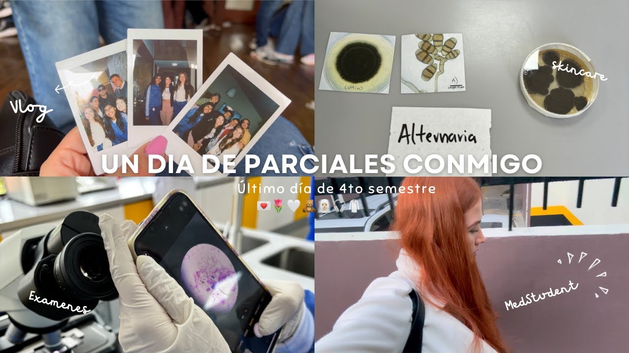 UN DÍA DE PARCIALES CONMIGO+ despedida de 4to🌷| rutina, skincare, hábitos, medstudent