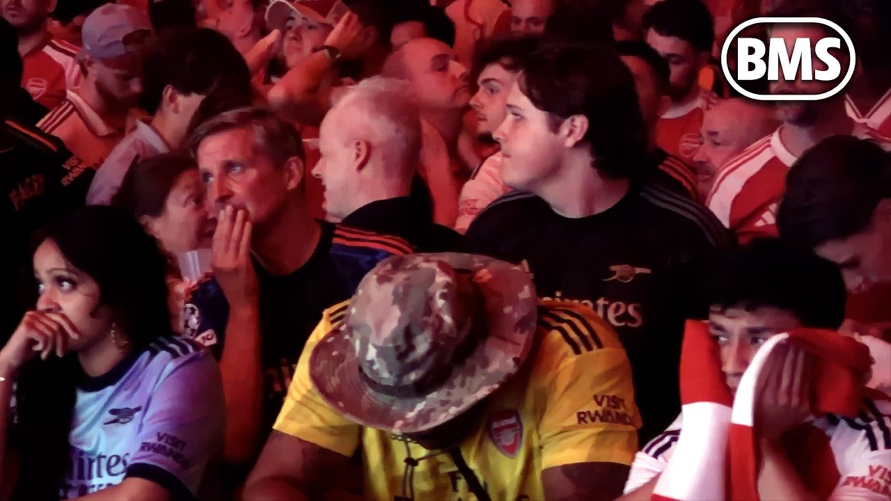HEARTBREAKING SCENES 💔 Arsenal fans react to Champions League final penalty loss to PSG 🏆
