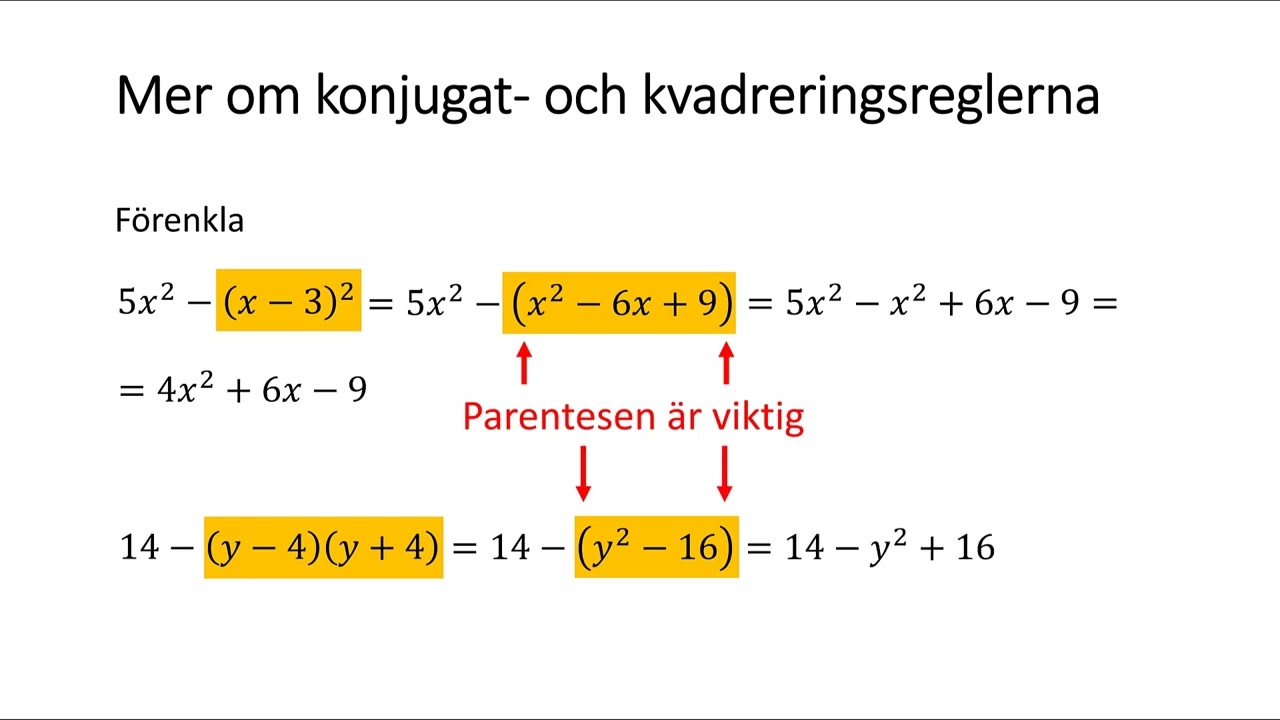 Mer om konjugat  och kvadreringsreglerna