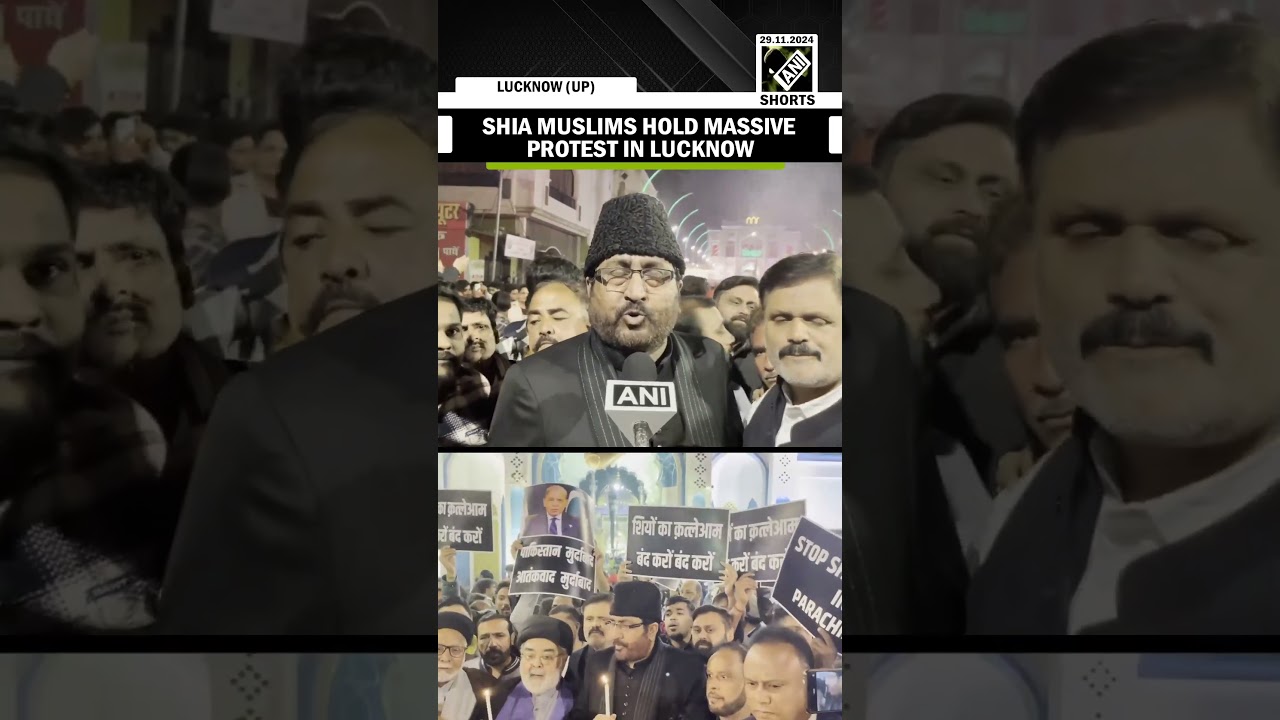 Shia community in Lucknow protests against attacks on Muslims in Pakistan; Burn effigy of Pak PM