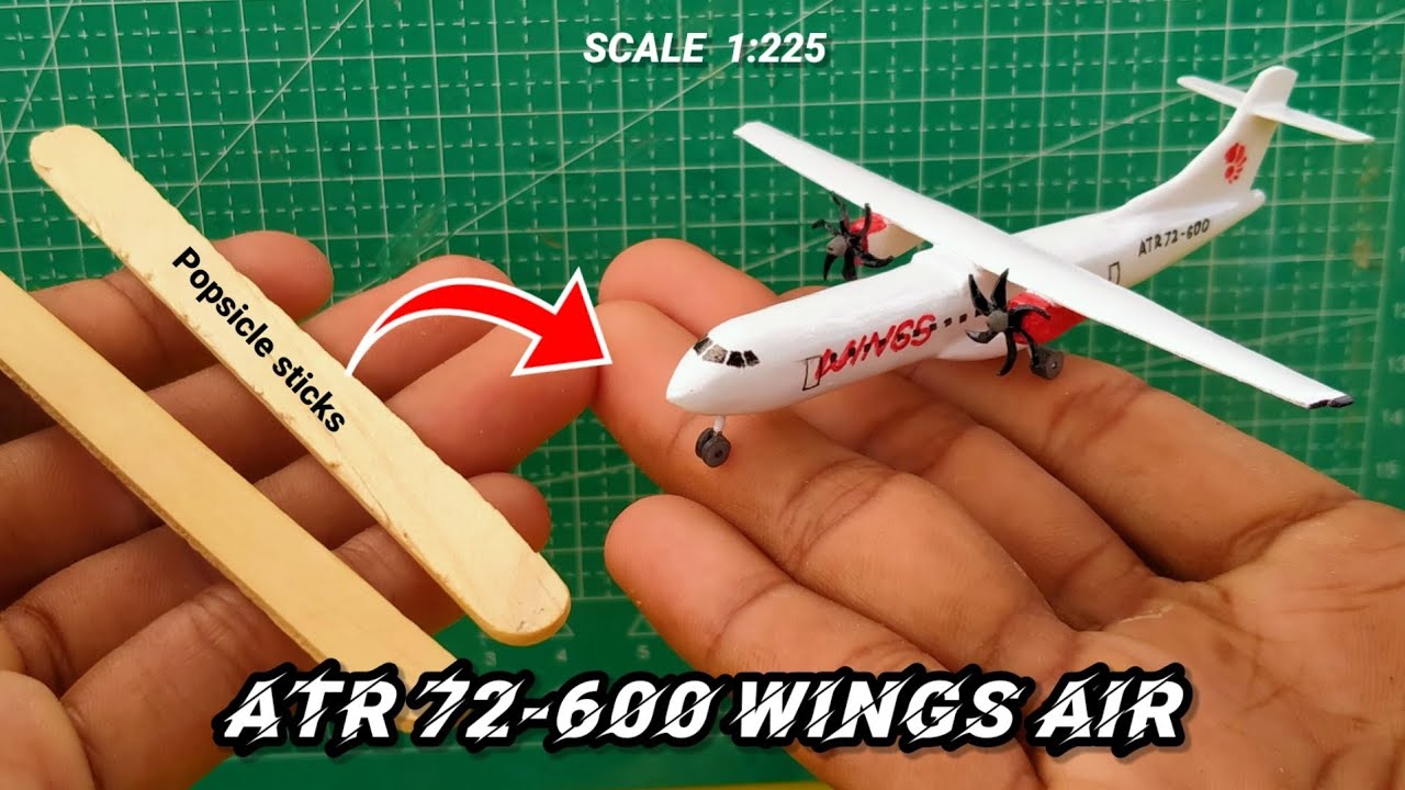 Как сделать миниатюрный самолет ATR 72-600 WINGS AIR | из палочек от мороженого