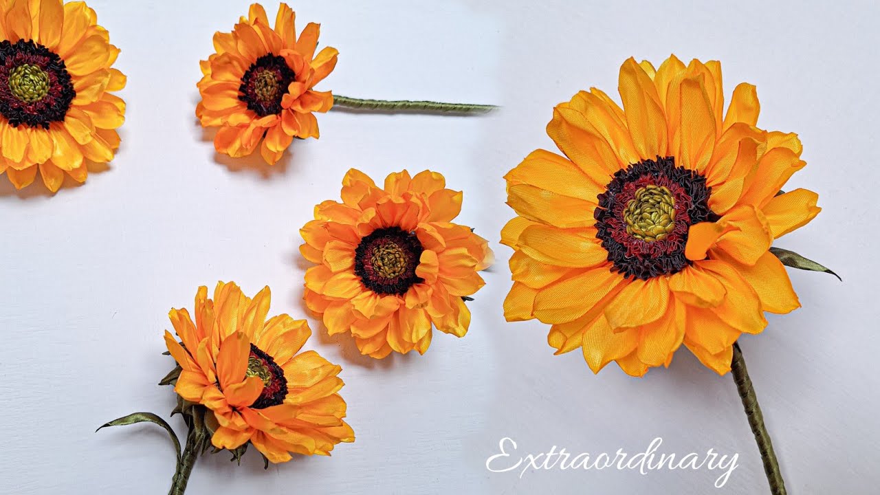 DIY, the Powerful Sunflower from Satin Ribbon | 4K | Stunning & Extraordinary Craft | CyzecoSRF#30