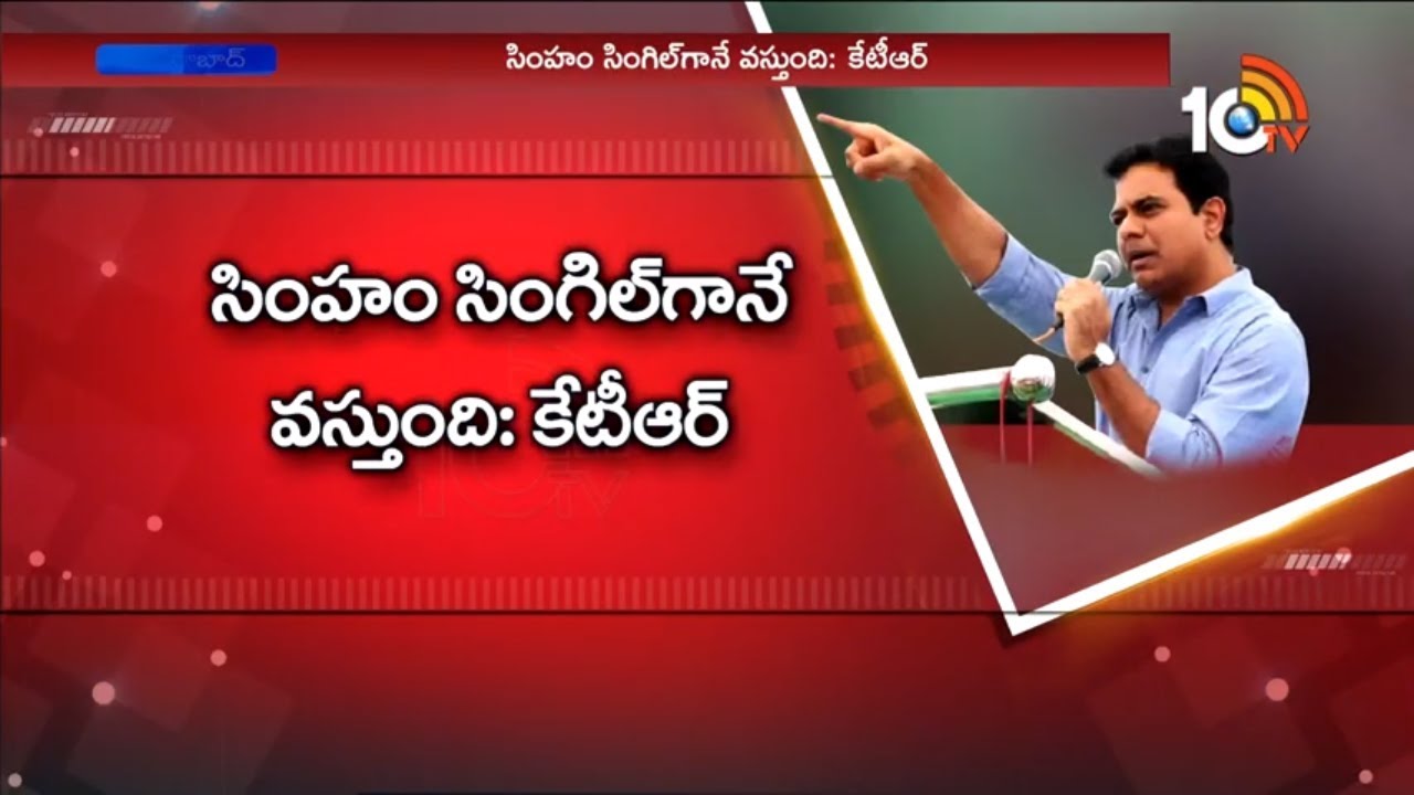 సింహం సింగిల్ గానే వస్తుంది | KTR Punch Dialogues at Election Campaign | 10TV