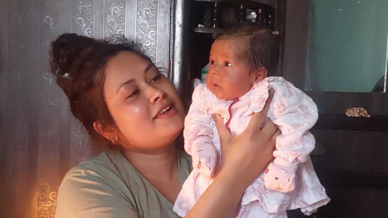 25-Day-Old Baby Girl Care Routine | Cleaning & Oil Care for Newborn || सानीकाे मायाँ