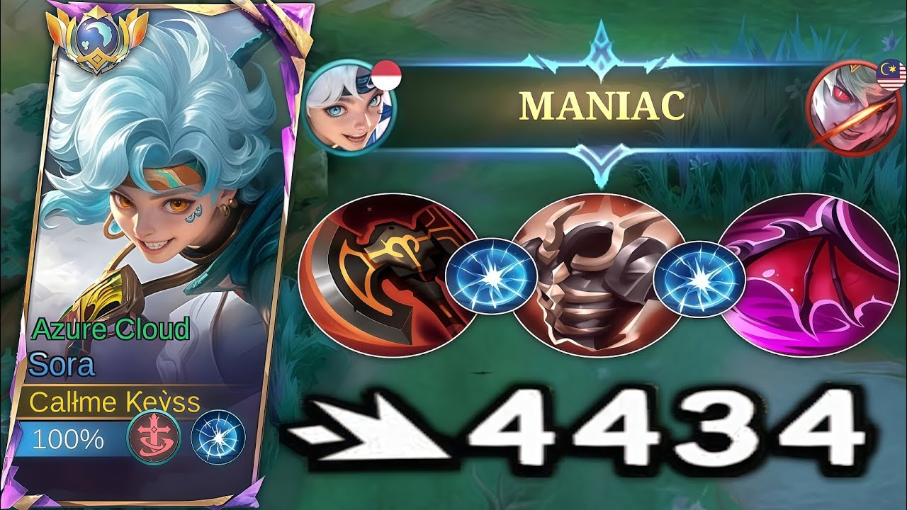 MANIAC ! TUTORIAL MAIN SORA SECARA AGGRESIVE DI META SEKARANG (100% auto win) | SORA MLBB