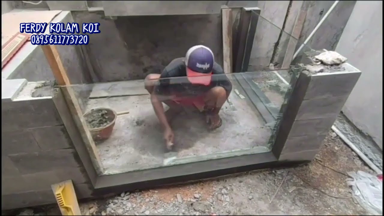 membuat kolam ikan koi ukuran 2 meter x 1,5 meter dengan kaca temperld glas ketebalan 12 mili