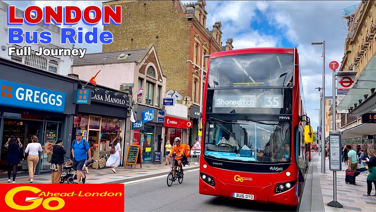 London Bus Ride 🇬🇧 Route 35 - Clapham Junction to Shoreditch Passing London Bridge