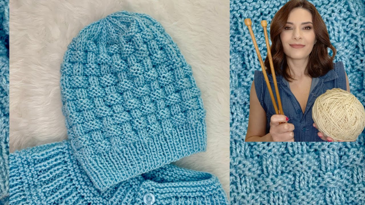 GORRO EM TRICÔ PARA BEBÊ-PONTO CESTA