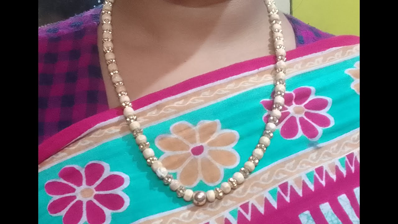 NEW SIMPLE PUTIR KAJ#HOW TO MAKE BEAD necklace#single har#