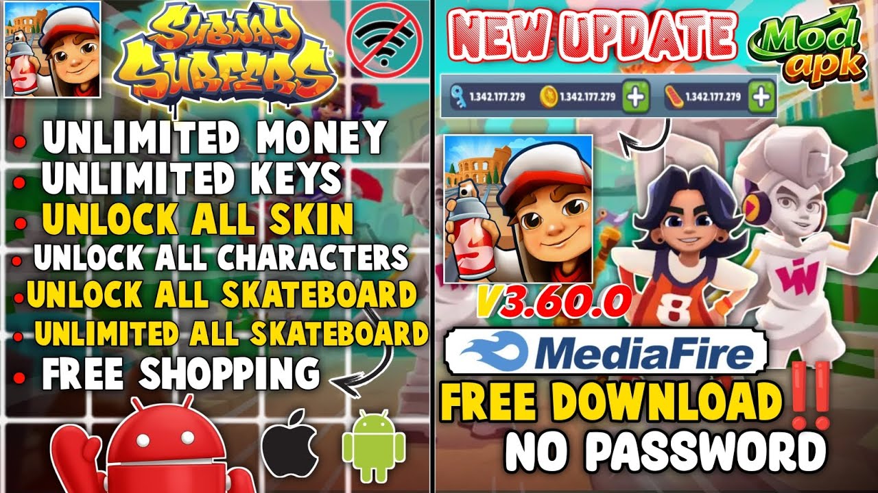 TERBARU!! SUBWAY SURFERS MOD APK 2026 V3.60.0 | UNLIMITED MONEYS & KEYS | UNLOCK ALL CHARACTERS 