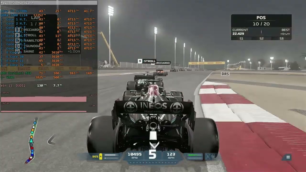 F1 2021 Benchmark Run - AMD Instinct MI8, i7-12700k, 1080p, High
