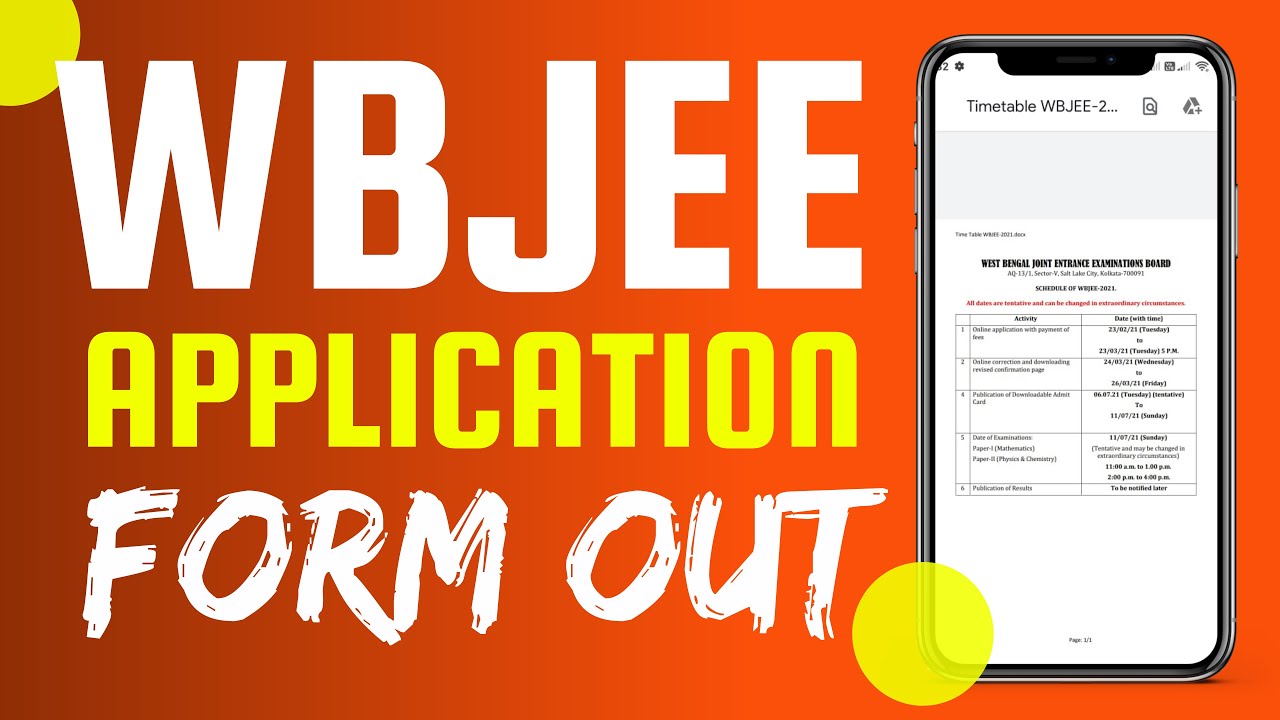 Wbjee 2021 Application form |  Exam date | Registration form date | Syllabus | Jadavpur University