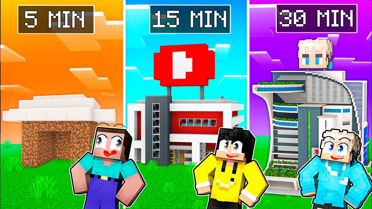 YouTuber Haus in 5 Min, 15 Min, und 30 Minuten BAUEN! (Minecraft Bau Challenge)