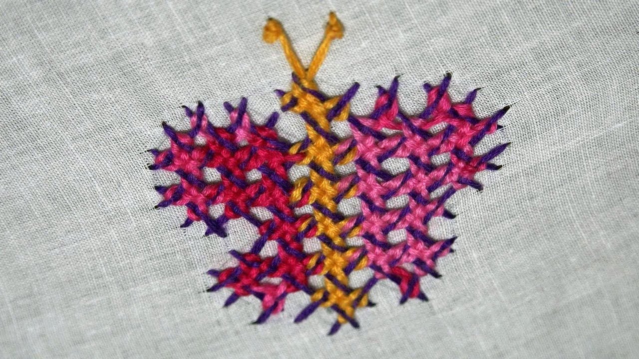 Hand Embroidery : Gujrati Stitch / Kutch Embroidery / Sindhi Embroidery / Beautiful Butterfly Design