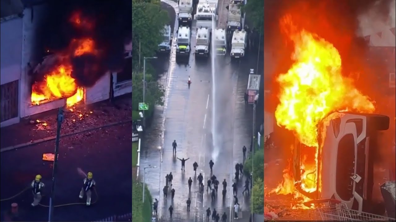 Police pummel protesters with water as Belfast burns following attempted beheading