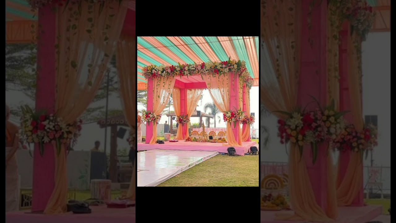 Ring exchange ceremony and wedding mandap decoration idea #decorating #flowerdesign #ringexchange